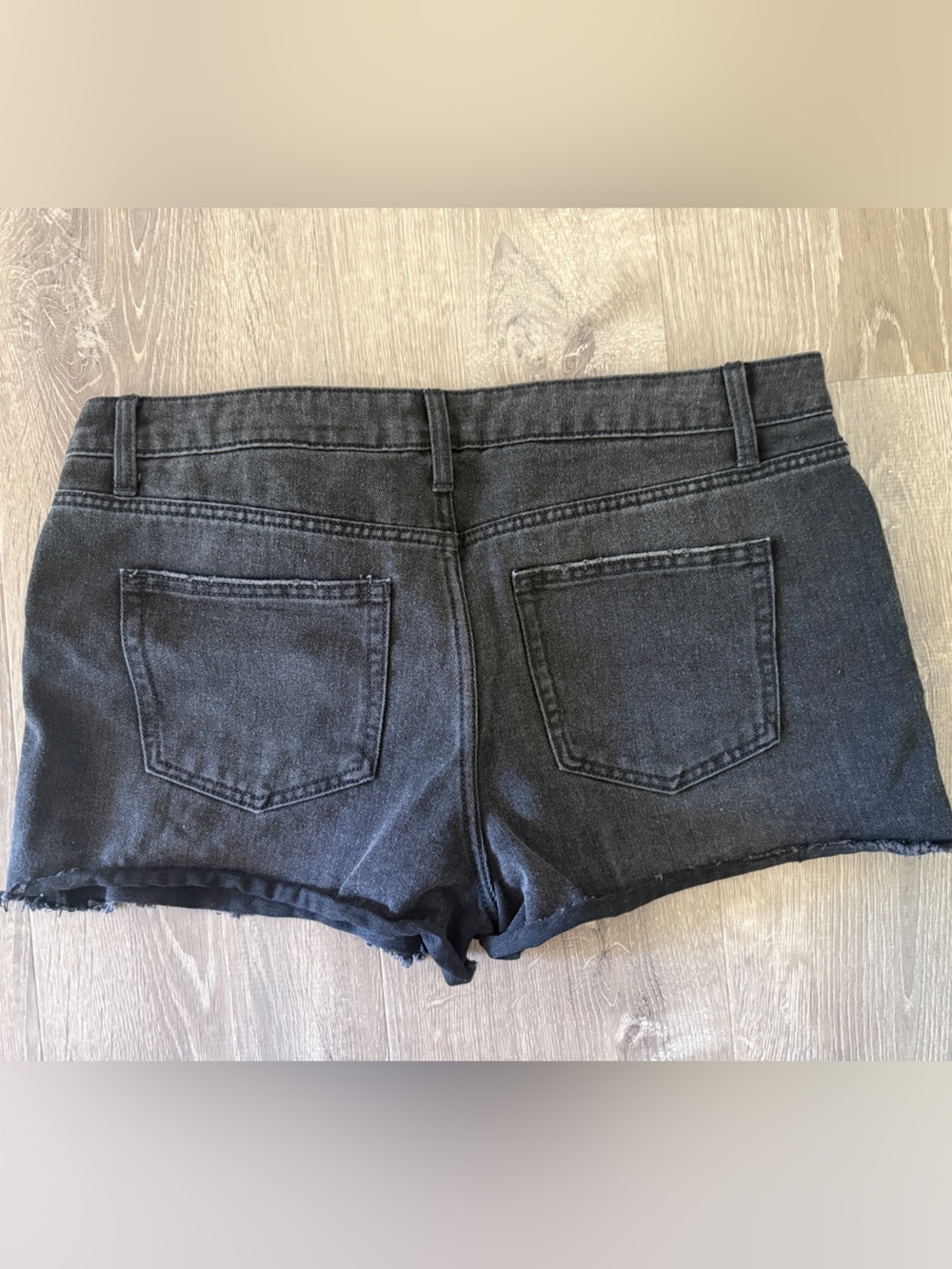 Time and Tru High-Rise Black Distressed Denim Shorts - Picture 4 of 4